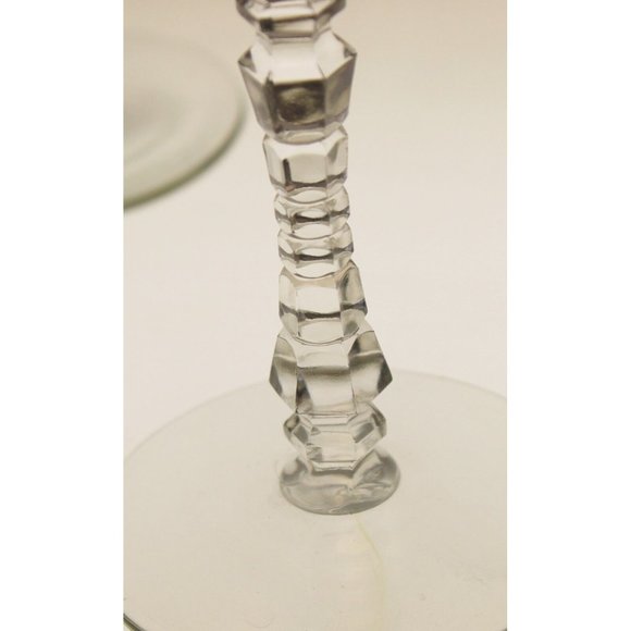 6 Rock Sharpe Halifax Crystal Wine Glass Floral Etched Cut Stem Spring Circa 40s - Picture 8 of 8